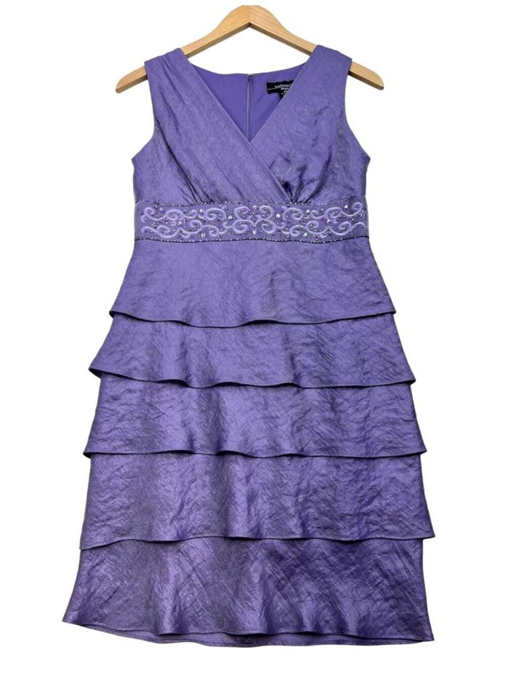 Vintage R&M Richards Womens Sleeveless Tiered Mini Cocktail Dress Size 8P Purple